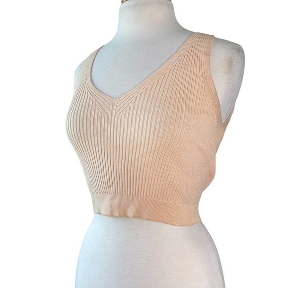 Nude Ribbed Crop Top - Stretchy Size S/ M - Picture 3 of 6